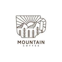 Mountain and mug illustration monoline or line art style vector