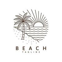 Beach illustration monoline or line art style vector