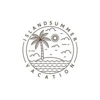 Island illustration monoline or line art style vector