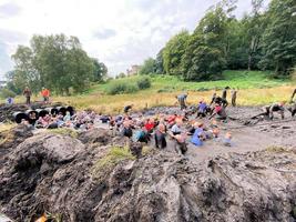 Cholmondeley in Cheshire in the UK in September 2021. Participants in a Tough Mudder event photo