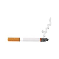 Smoldering cigarette with smoke. Vector illustration isolated white background.