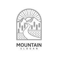 Mountain monoline outdoor nature vector