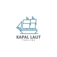 plantilla de diseño de vector de logotipo de línea de barco de vela