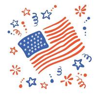 vector sketch elements for postcard 4th of july