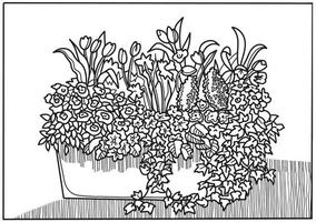 plants flowers in the garden, coloring bookVector art line background. vector