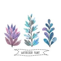 Set of handpainted watercolor vector plants and leaves.Design element for summer wedding, spring congratulation card. Perfect floral elements for save the date card. Unique artwork for your design.