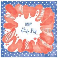 Happy 4th July Abstract background with watercolor splashes in the colors of the flag for the USA. Vector design