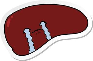 sticker of a cartoon liver crying vector