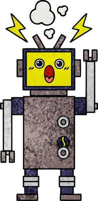 retro grunge texture cartoon broken robot