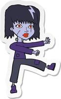 sticker of a cartoon undead girl vector
