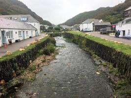 A view of Boscastle in Cornwall on a wet morning photo