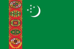 ilustración plana de la bandera de turkmenistán vector