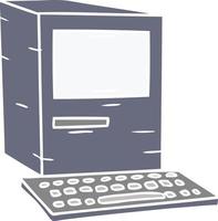 cartoon doodle of a computer and keyboard vector