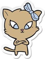 sticker of a cartoon cat vector