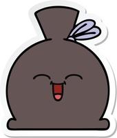 sticker of a cute cartoon sack vector