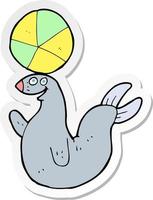 sticker of a cartoon seal balancing ball vector