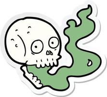 sticker of a cartoon haunted skull vector