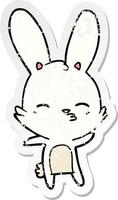 distressed sticker of a curious bunny cartoon vector