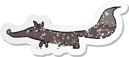 retro distressed sticker of a cartoon little fox vector