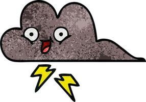 retro grunge texture cartoon storm cloud vector