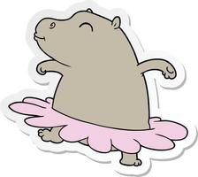 sticker of a cartoon hippo ballerina vector