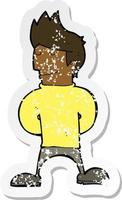 retro distressed sticker of a cartoon happy man vector