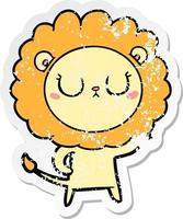 distressed sticker of a cartoon lion vector