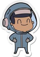 sticker of a happy cartoon astronaut vector