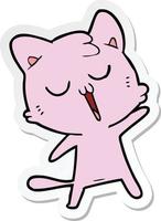 sticker of a cartoon cat singing vector