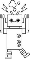 robot de dibujos animados de dibujo lineal que funciona mal vector