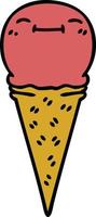 quirky hand drawn cartoon happy ice cream vector