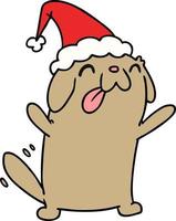 christmas cartoon of kawaii dog vector