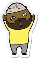 sticker of a cartoon happy bearded man vector