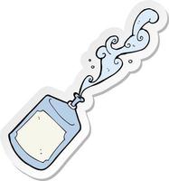 sticker of a cartoon squirting water bottle vector