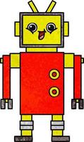 retro grunge texture cartoon robot vector