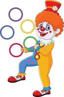 Cartoon clown juggling with colorful rings vector