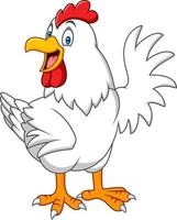 Cartoon happy hen waving its wing vector