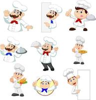 Set of cartoon chef on white background vector