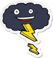 sticker of a cartoon storm cloud vector