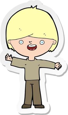 sticker of a cartoon happy boy