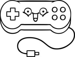 line drawing cartoon game controller vector