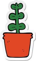 sticker of a cartoon house plant vector