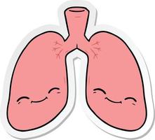 pegatina de los pulmones de una caricatura vector