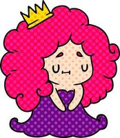 caricatura de una linda princesa kawaii vector