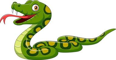 Cartoon green snake on white background vector