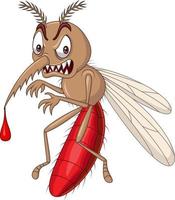 mosquito enojado de dibujos animados aislado sobre fondo blanco
