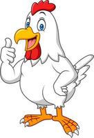 Cartoon happy hen giving thumbs up vector