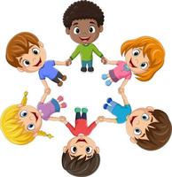 Cartoon children holding hands in a circle vector