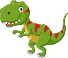 Cartoon green dinosaur on white background vector