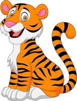 tigre sonriente de dibujos animados vector